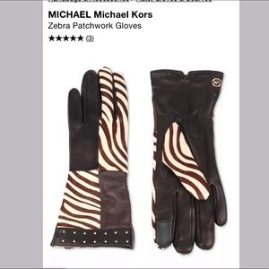 NEW MICHAEL MICHAEL KORS ZEBRA PATCHWORK GLOVES SUPREME QUALITY / MATERIALS !